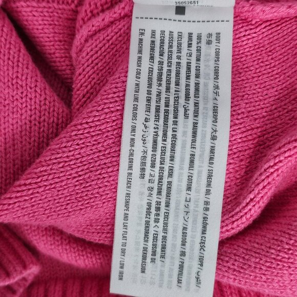 Hollister Knit Long Sleeve Woven Crew Neck Cotton Cropped Pink Sweater - Picture 8 of 9